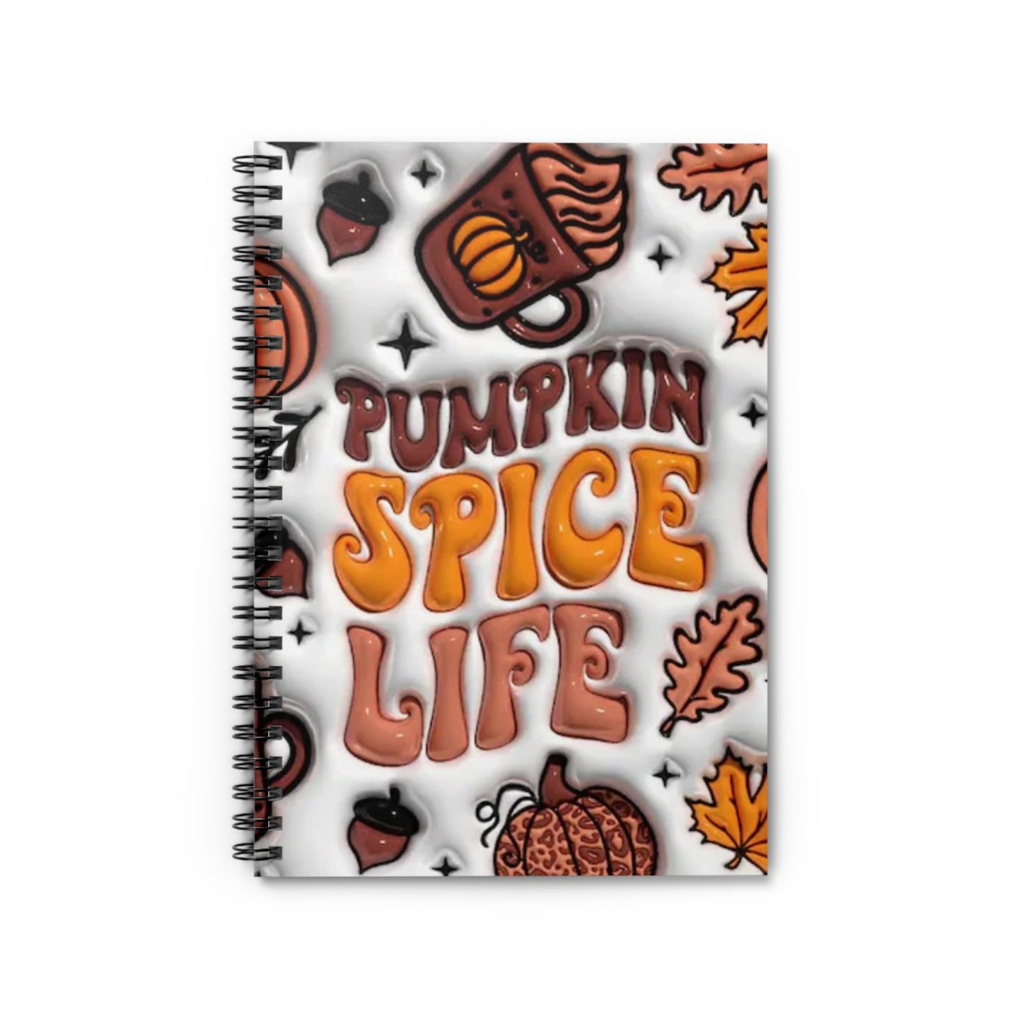 Pumpkin Spice Life! Fall! Journal or Notebook. Minimalist, Notes Spiral Notebook - Ruled Line