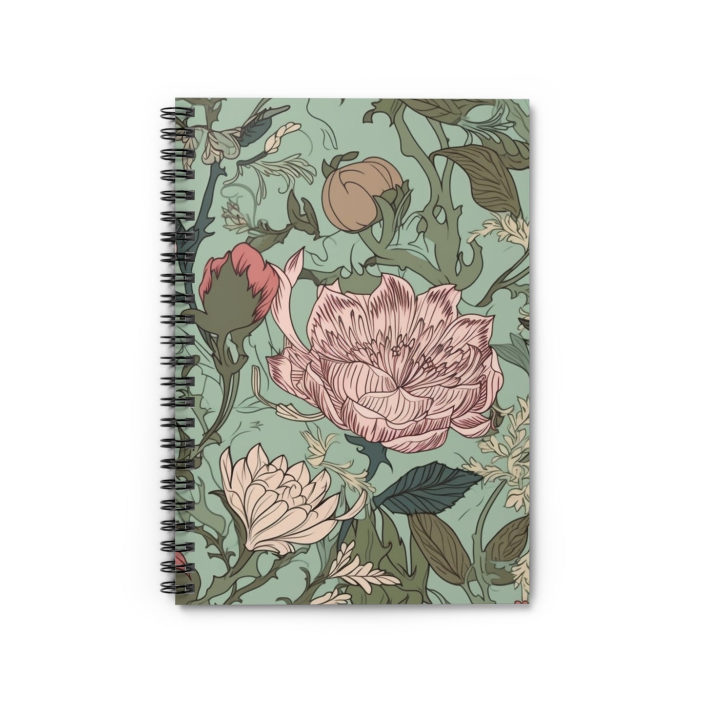 Victorian floral journal or Notebook. minimalist, Notes Spiral Notebook - Ruled Line