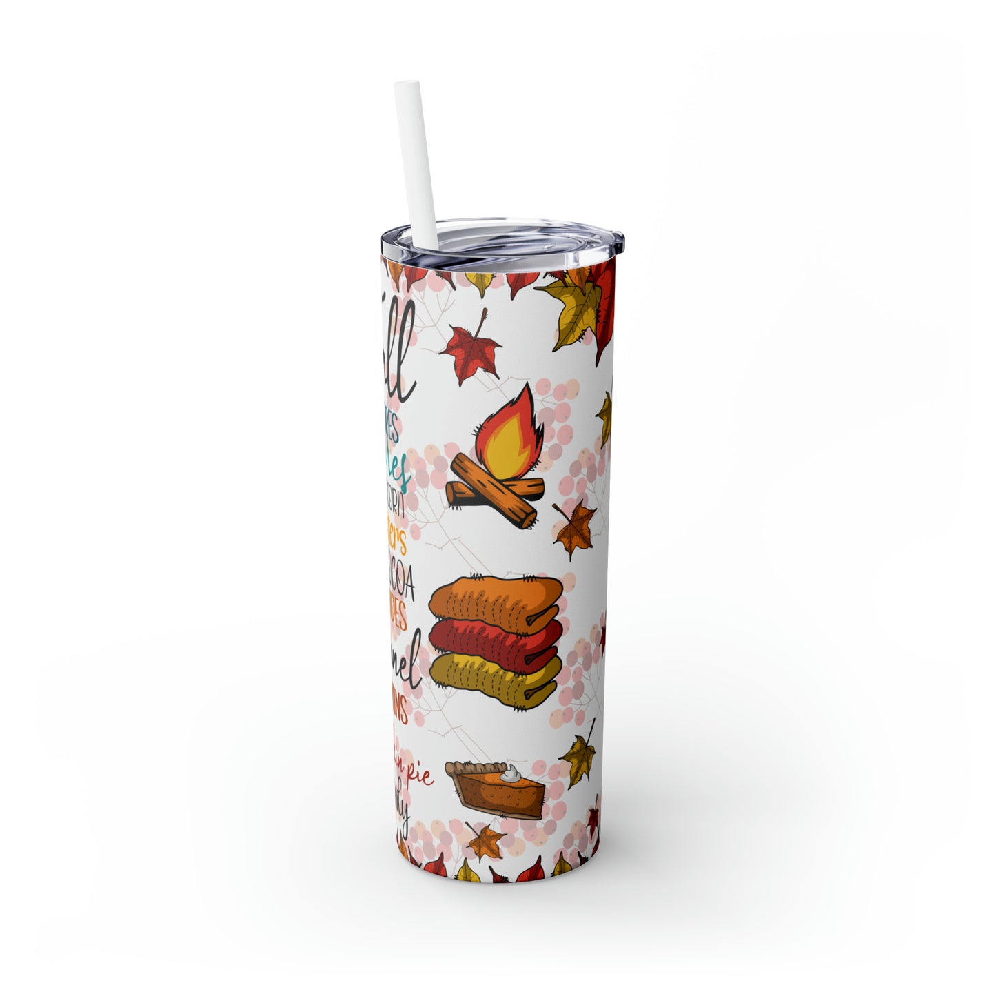 Fall Skinny Tumbler with Straw, 20oz