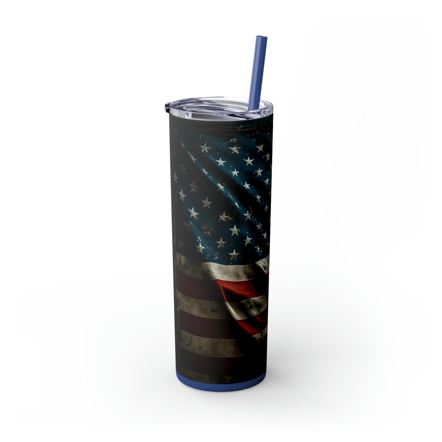 USA American Flag, EcoChic 20oz Skinny Stainless Steel Tumbler with Straw
