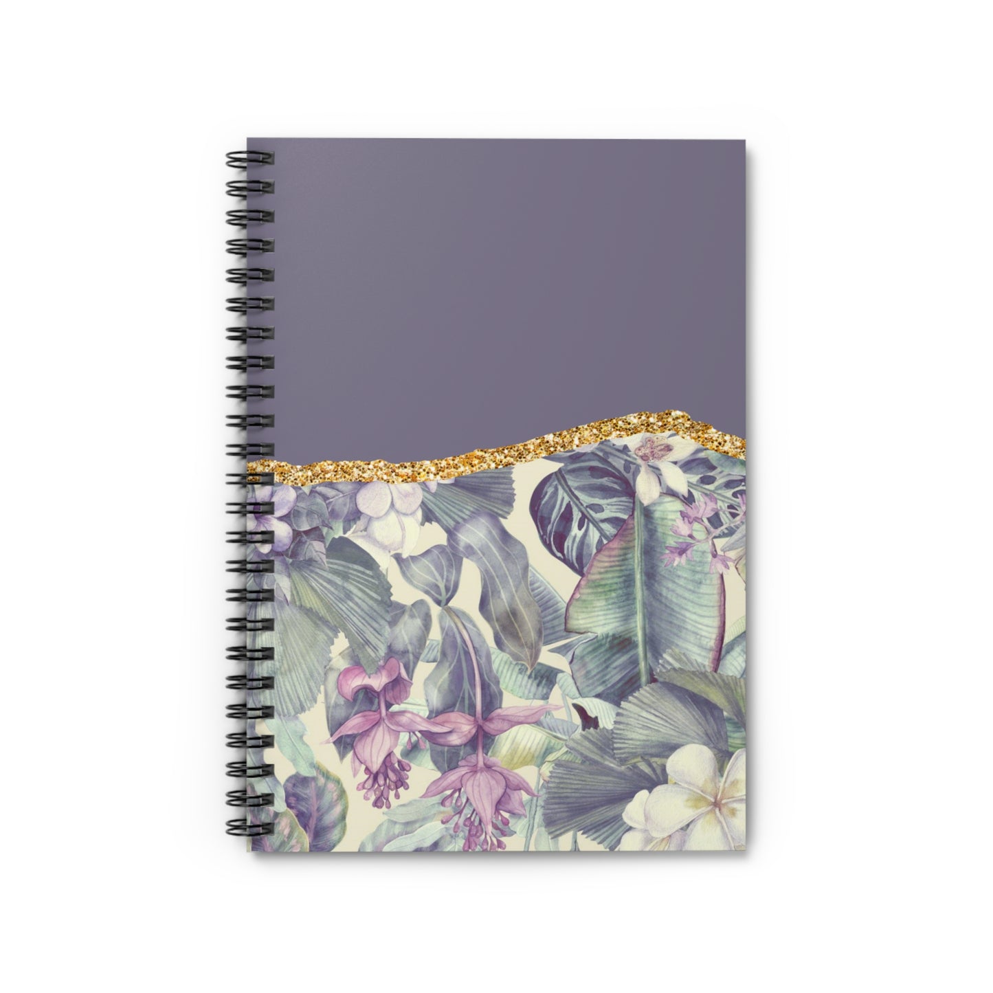 Purple floral and gold designed journal or Notebook. Boho, minimalist, Notes Spiral Notebook - Ruled Line