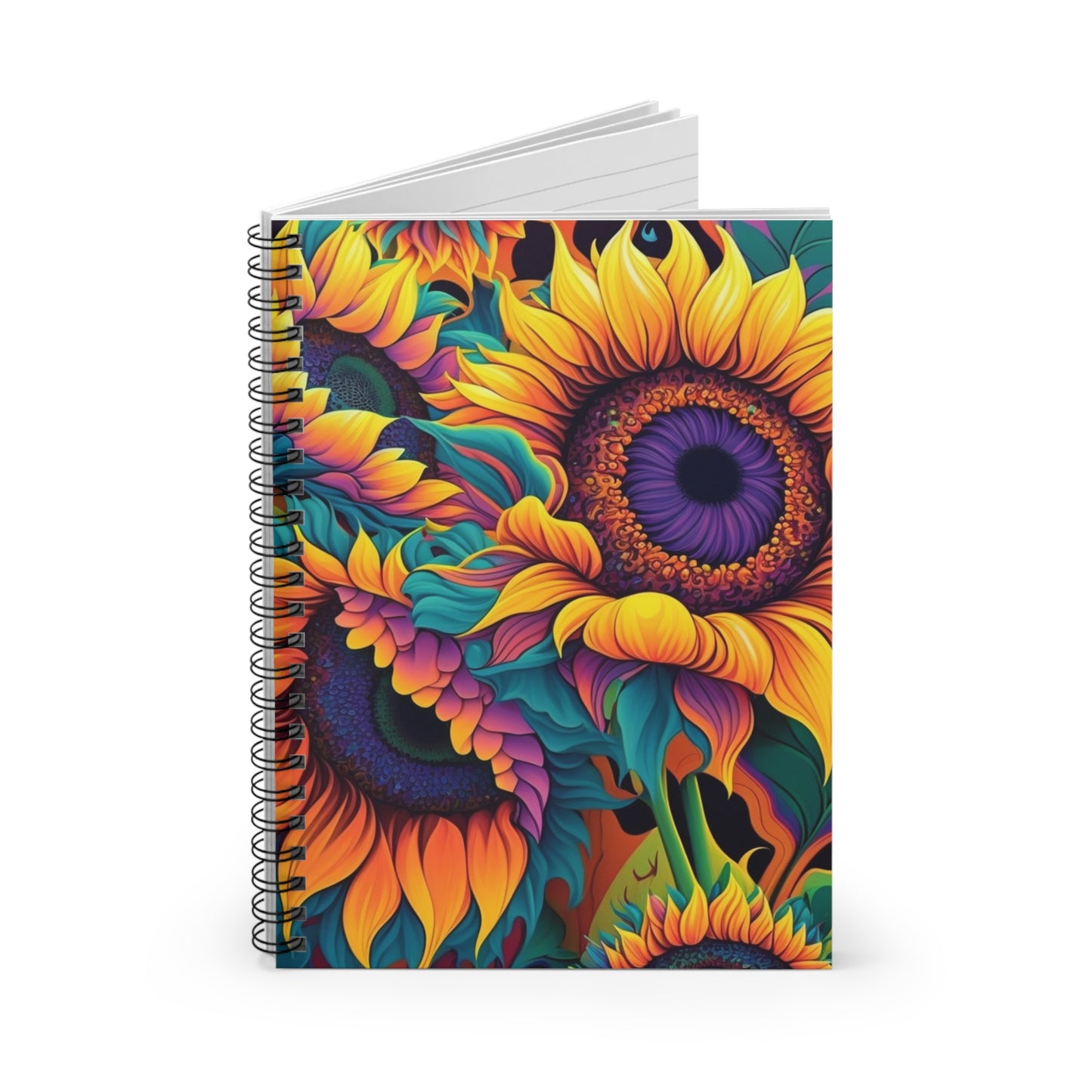 Colorful Floral Sunflower Spiral Notebook - Ruled Line