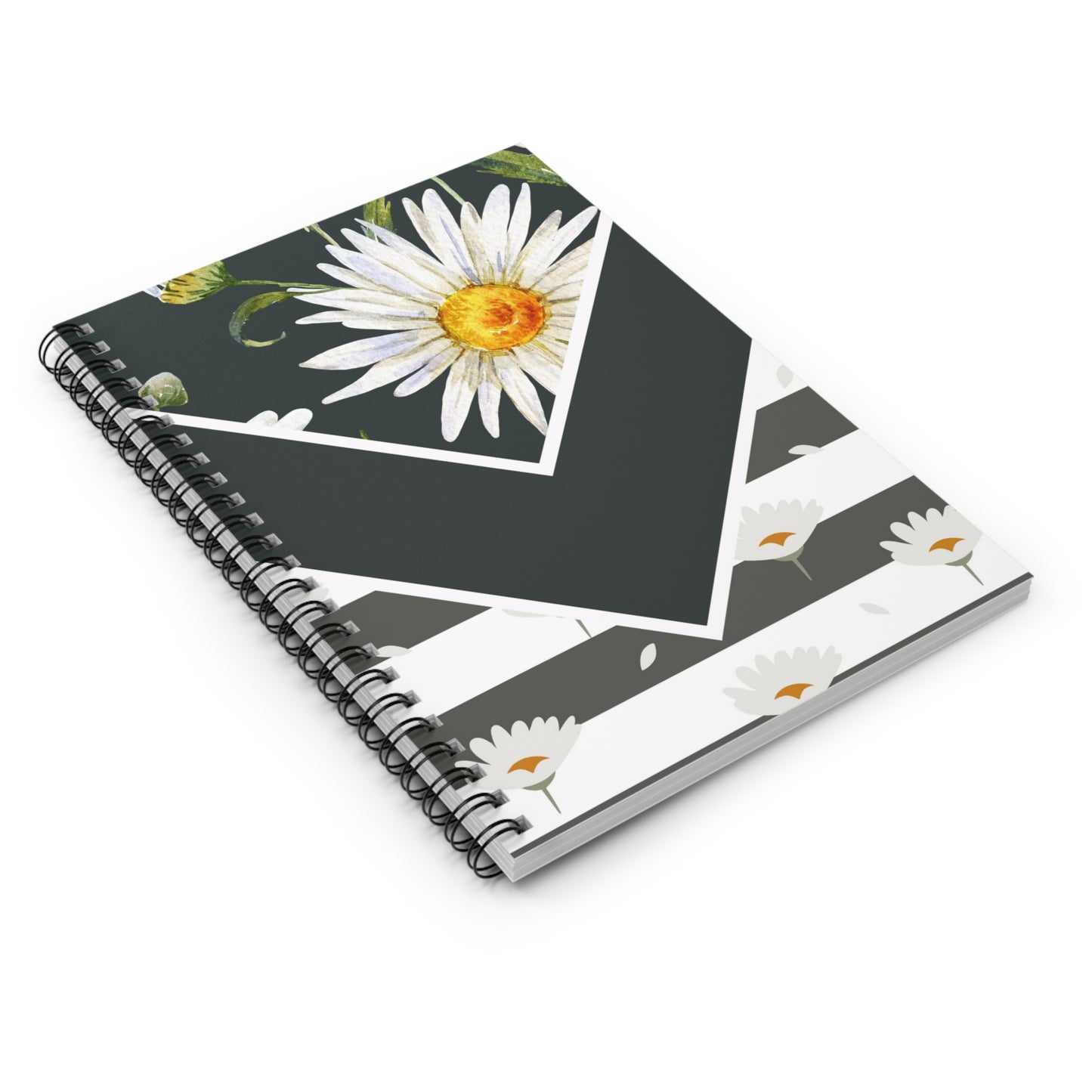 Black & White Daisy journal or Notebook. minimalist, Notes Spiral Notebook - Ruled Line