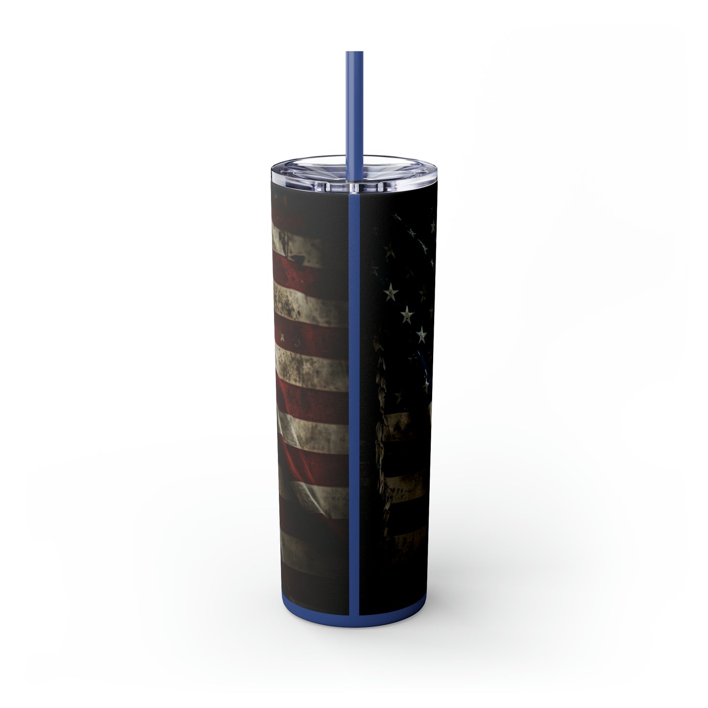 USA American Flag, EcoChic 20oz Skinny Stainless Steel Tumbler with Straw