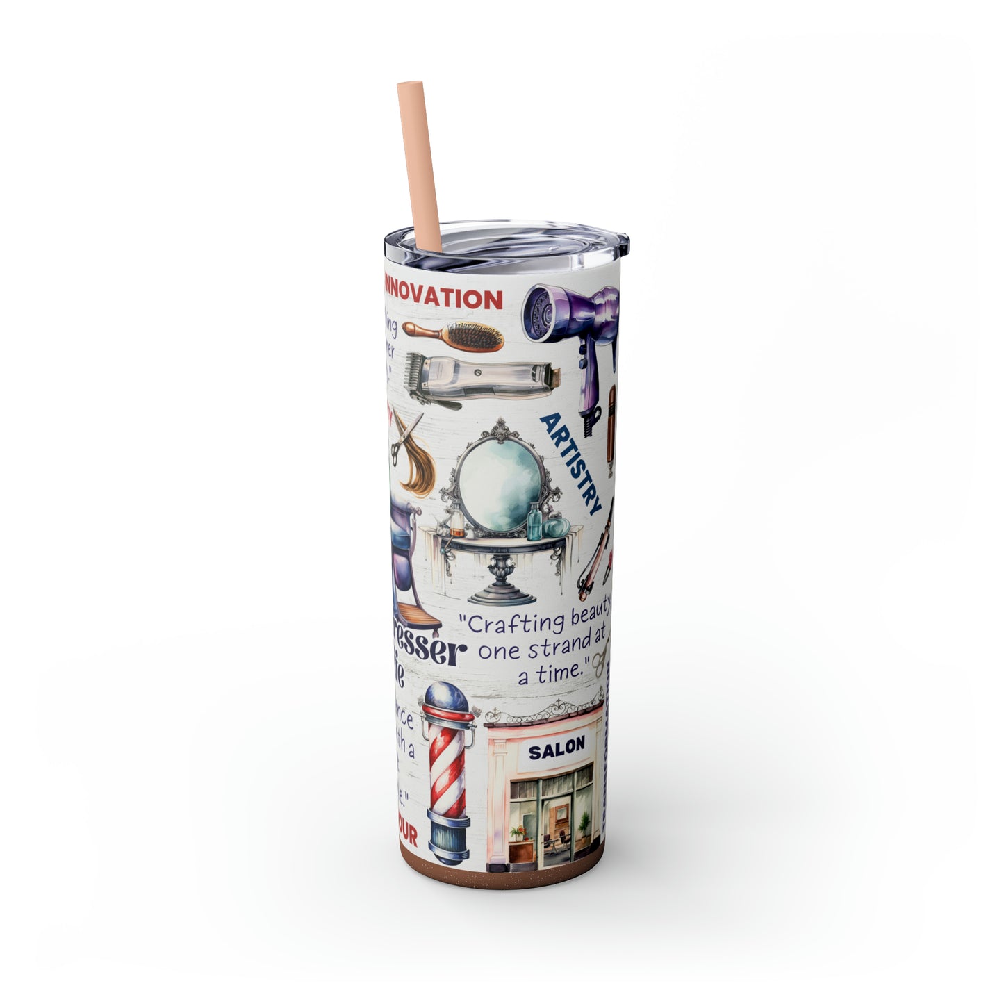 Hairdresser Life EcoChic 20oz Skinny Stainless Steel Tumbler with Straw