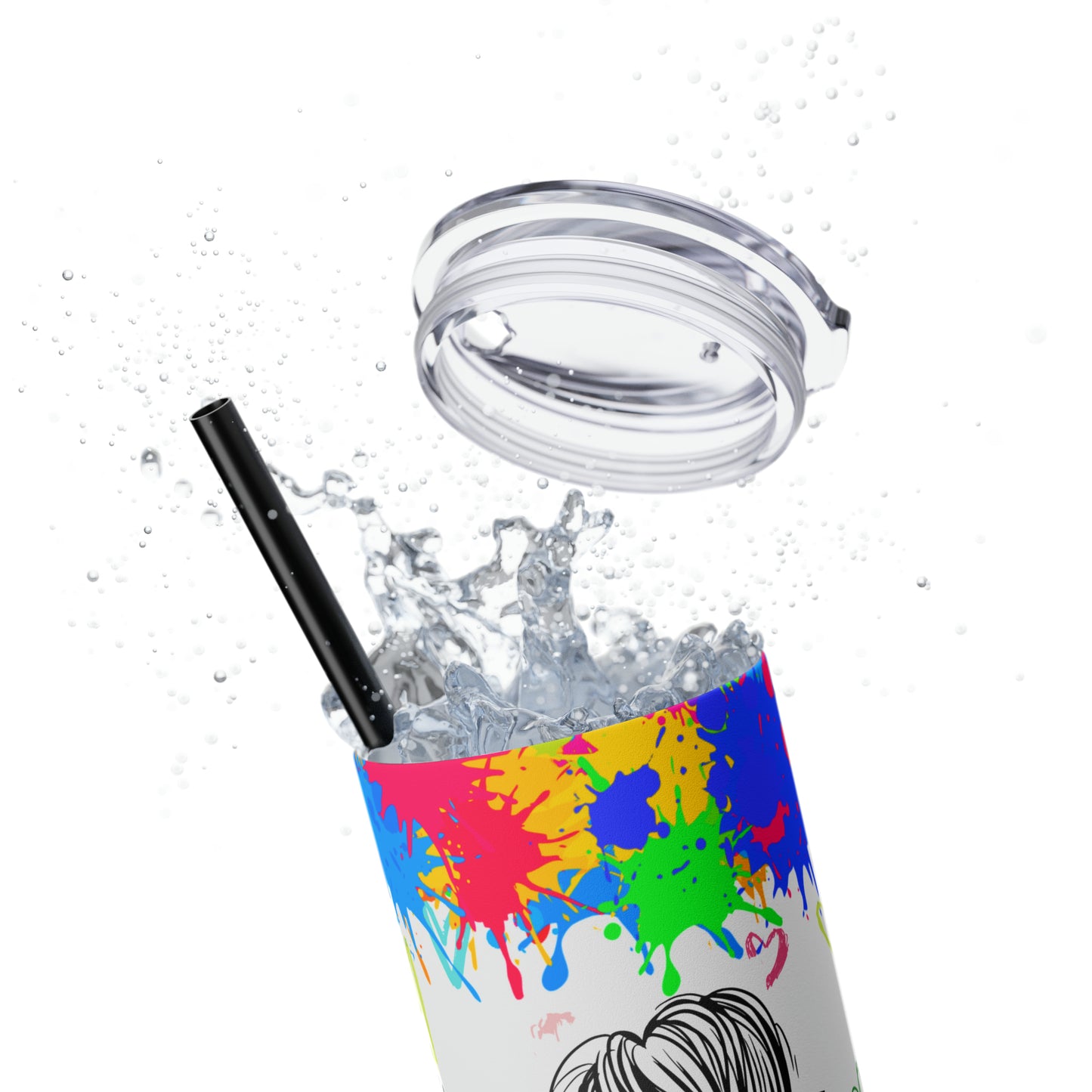 Autism awareness, Mama EcoChic 20oz Skinny Stainless Steel Tumbler with Straw