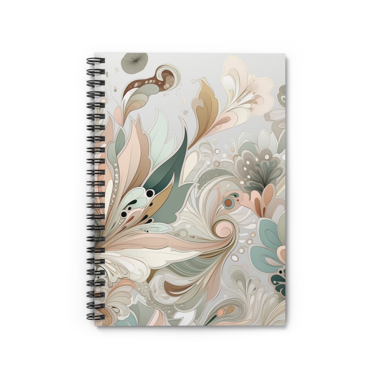 Floral soft feminine boho designed journal or Notebook. Boho, minimalist, Notes Spiral Notebook - Ruled Line