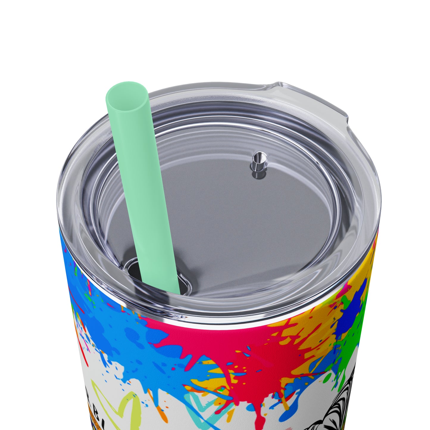 Autism awareness, Mama EcoChic 20oz Skinny Stainless Steel Tumbler with Straw
