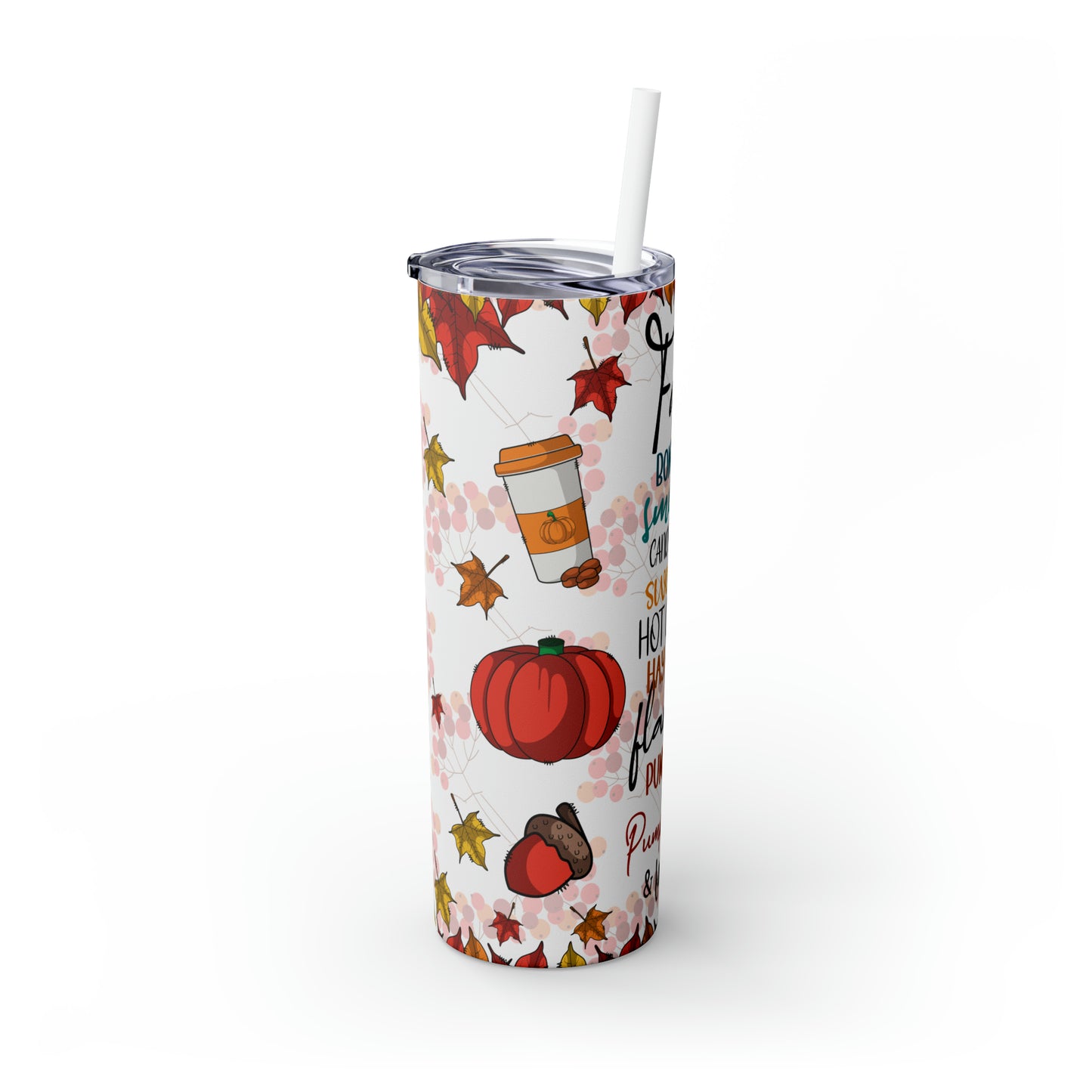 Fall Skinny Tumbler with Straw, 20oz