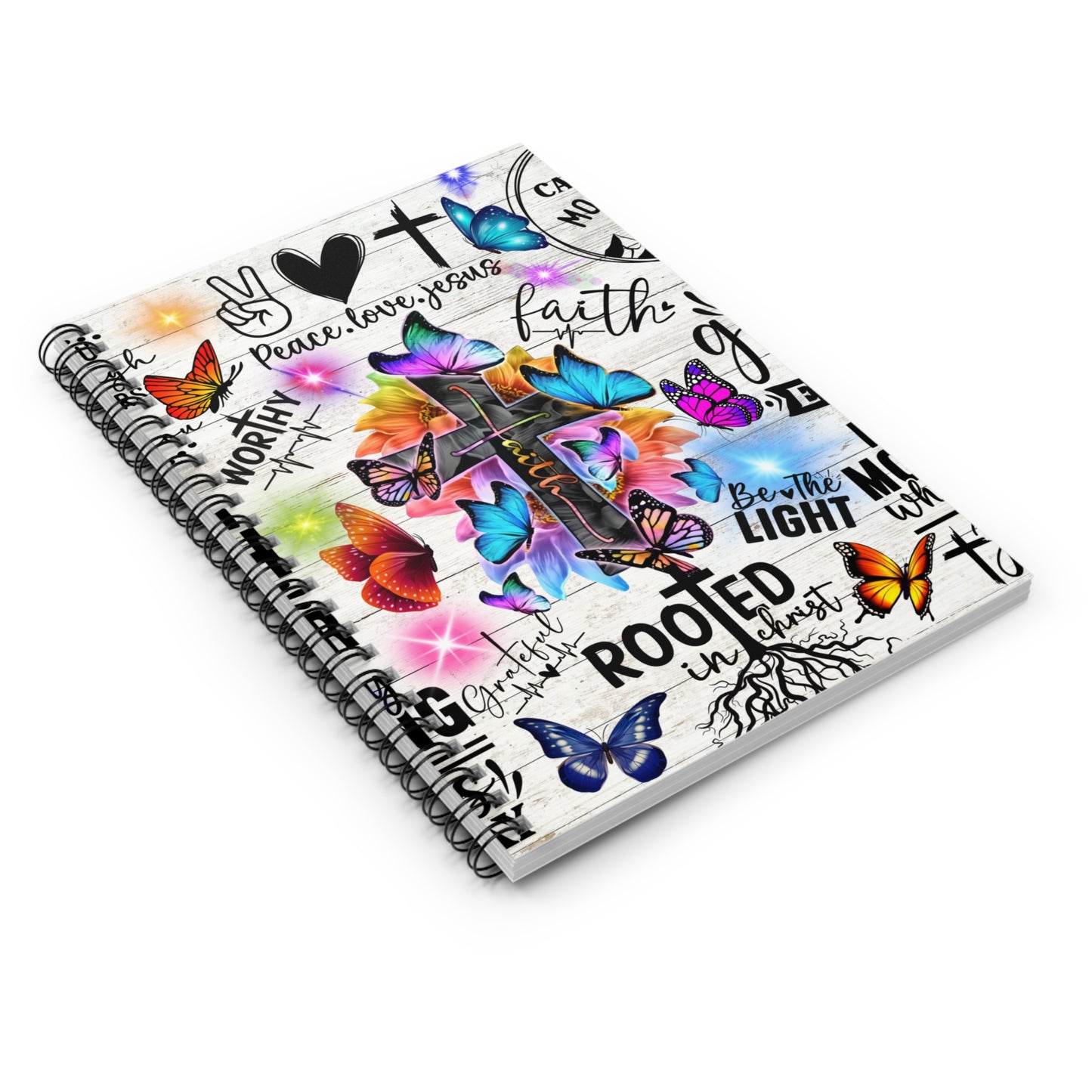 Collage style cross Christian journal or Notebook. Notes Spiral Notebook - Ruled Line