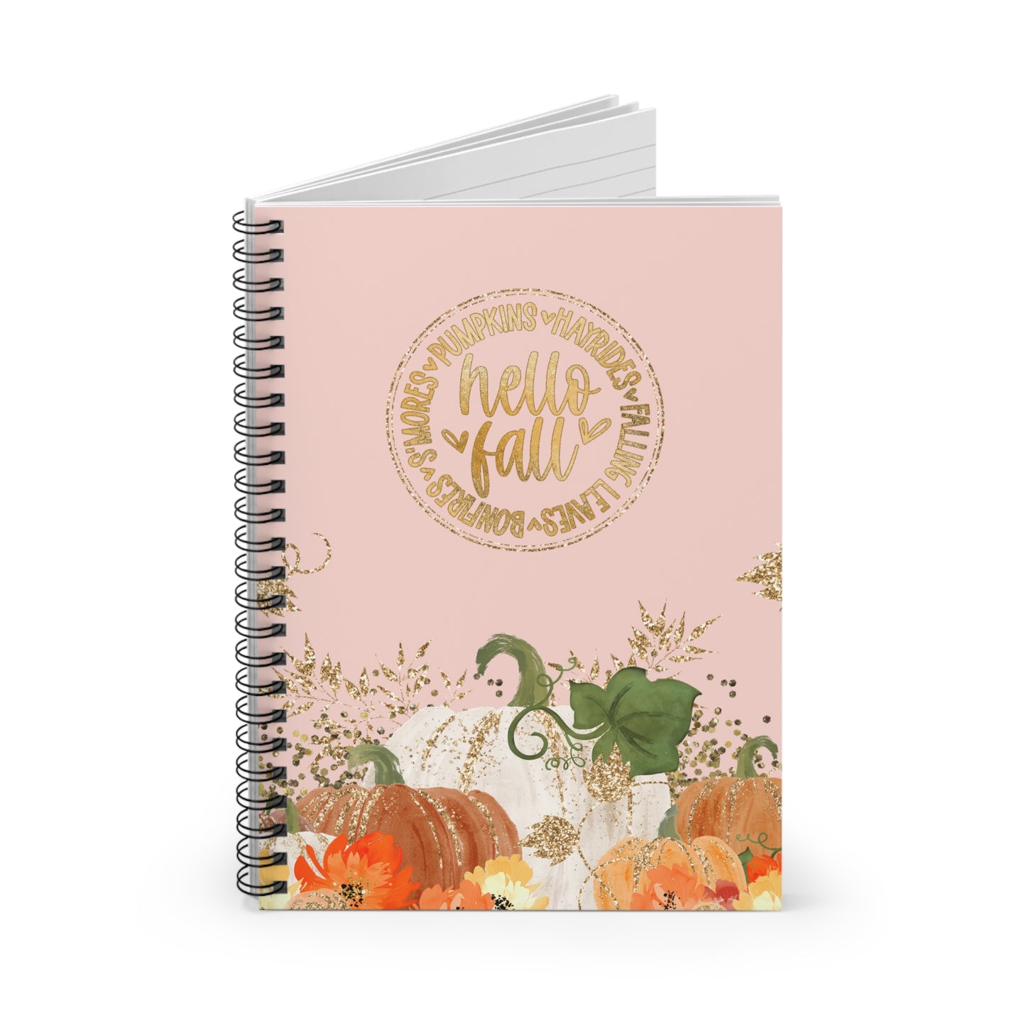 Hello Fall! Journal or Notebook. Minimalist, Notes Spiral Notebook - Ruled Line