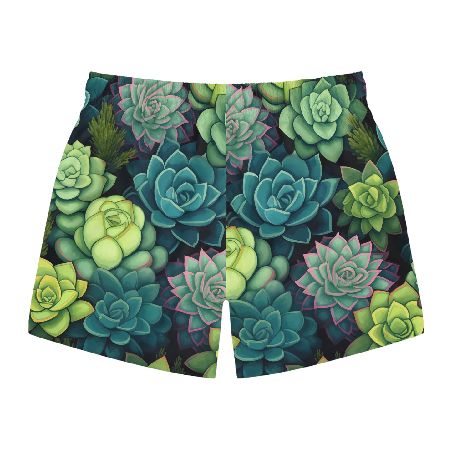 Men’s Green Succulents Swim Trunks