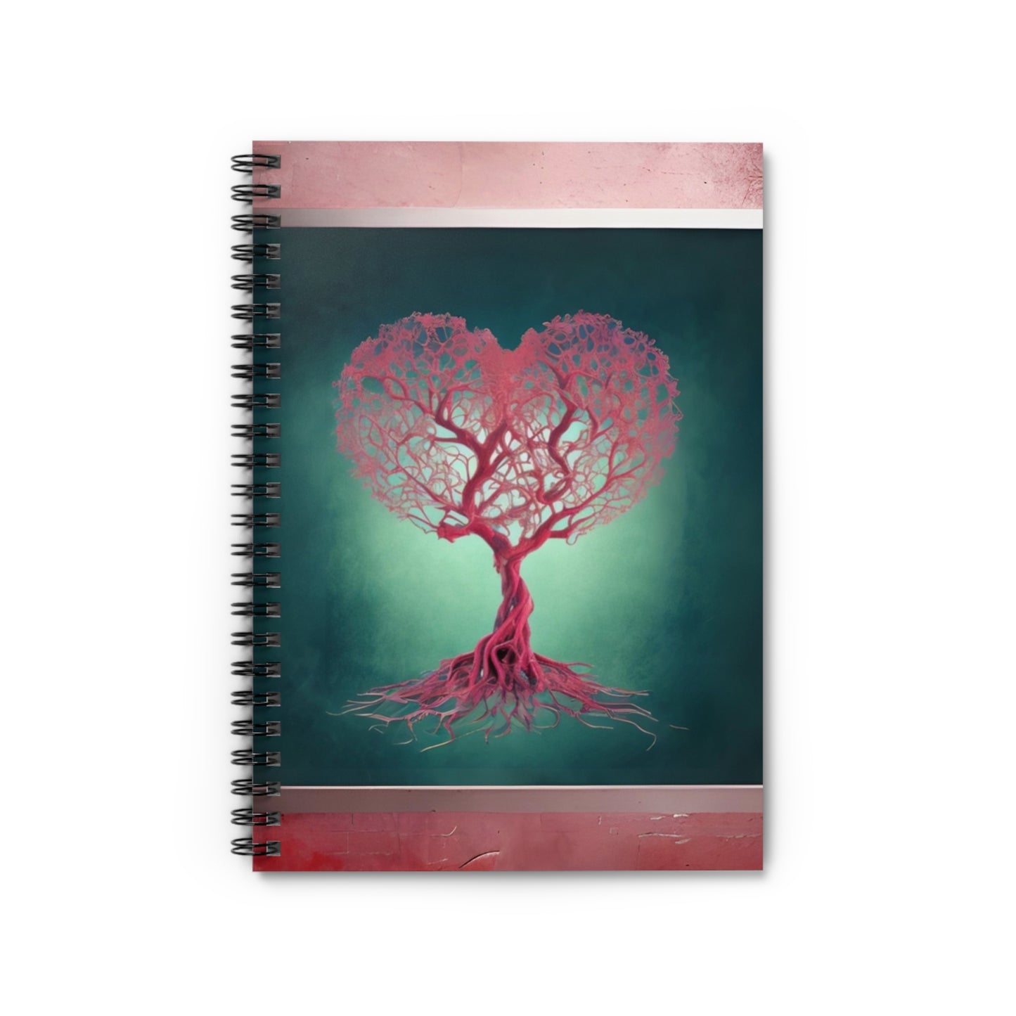 Tree of Hearts B Pink Spiral Notebook