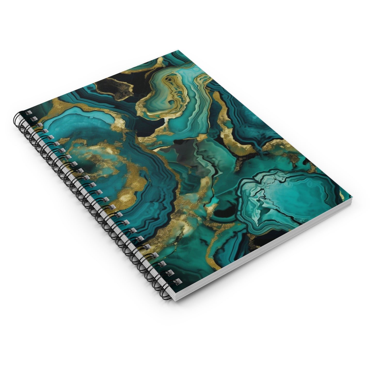 Turquoise and gold swirl designed journal or Notebook. Boho, minimalist, Notes Spiral Notebook - Ruled Line