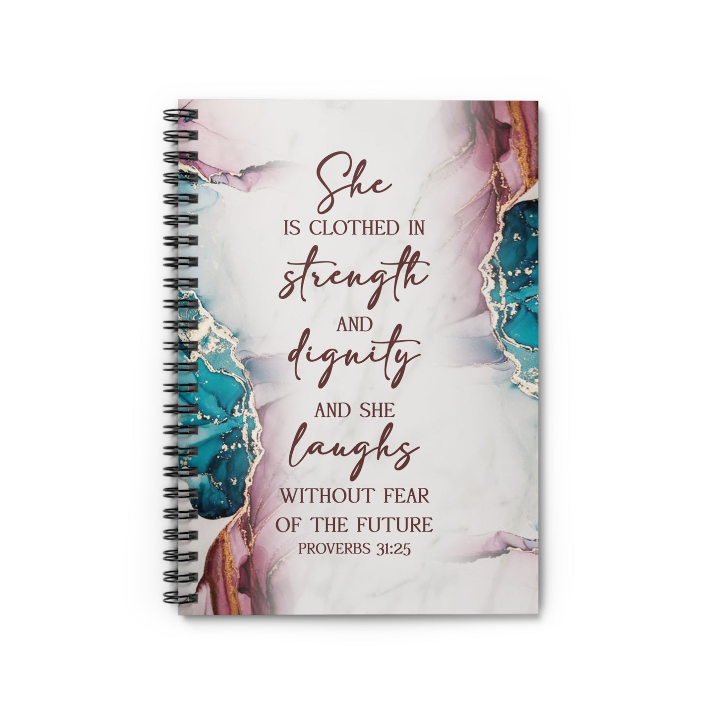 She is clothed and strength and dignity Christian journal or Notebook. Notes Spiral Notebook - Ruled Line