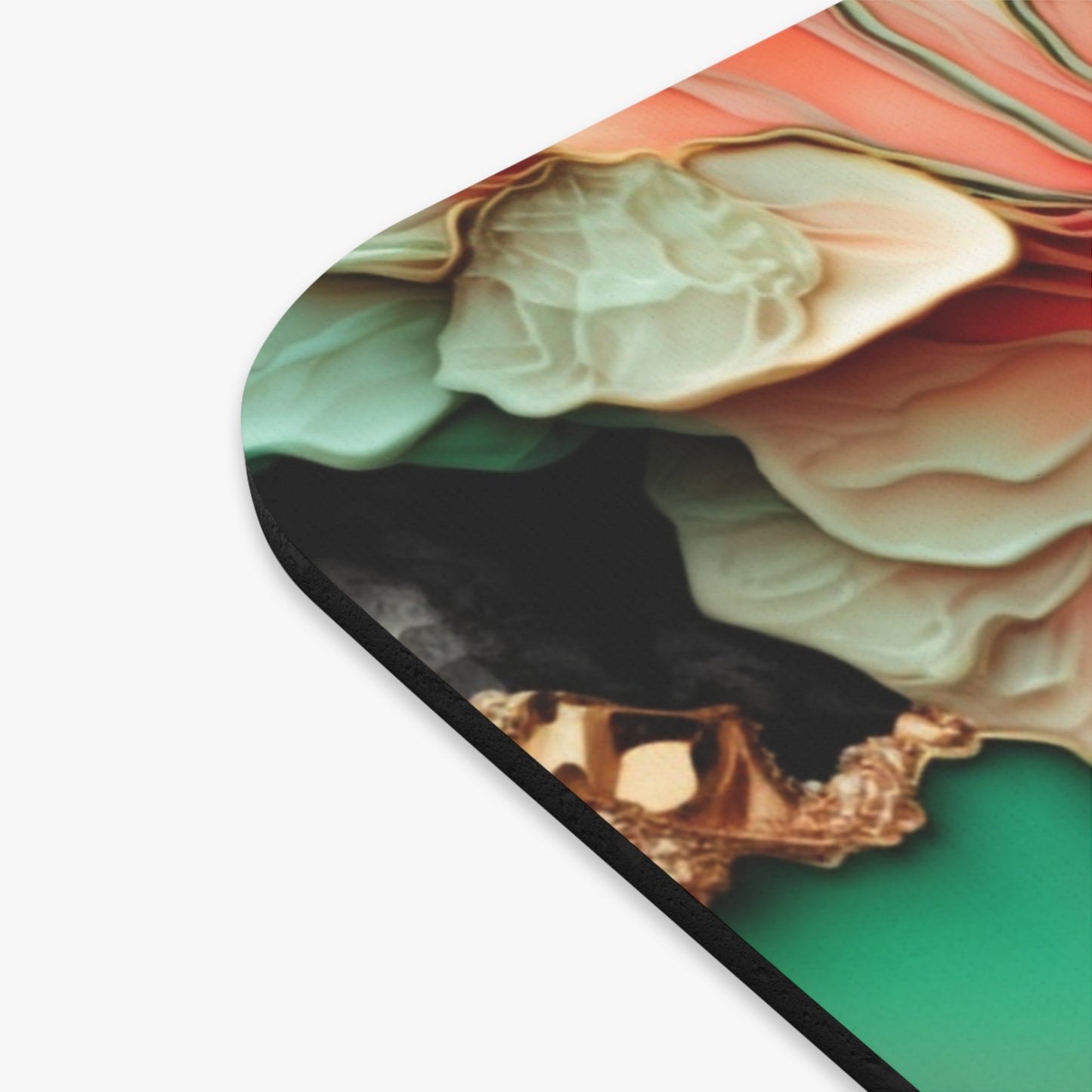 Floral, Green, Gold & Peach Mouse Pad (Rectangle)