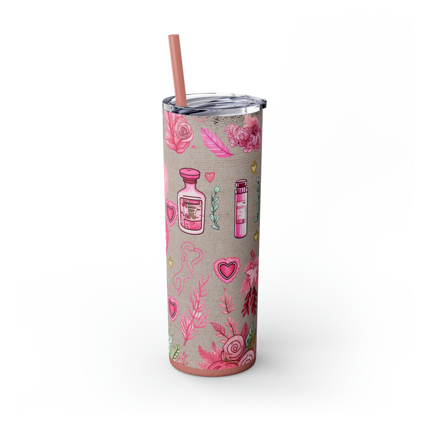 Nurse Pink ,EcoChic 20oz Skinny Stainless Steel Tumbler with Straw