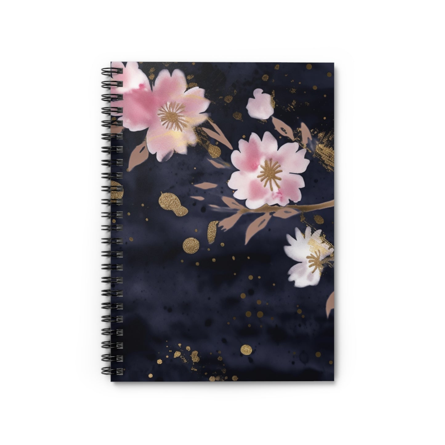 Navy & Pink Floral journal or Notebook Minimalist, Notes Spiral Notebook - Ruled Line