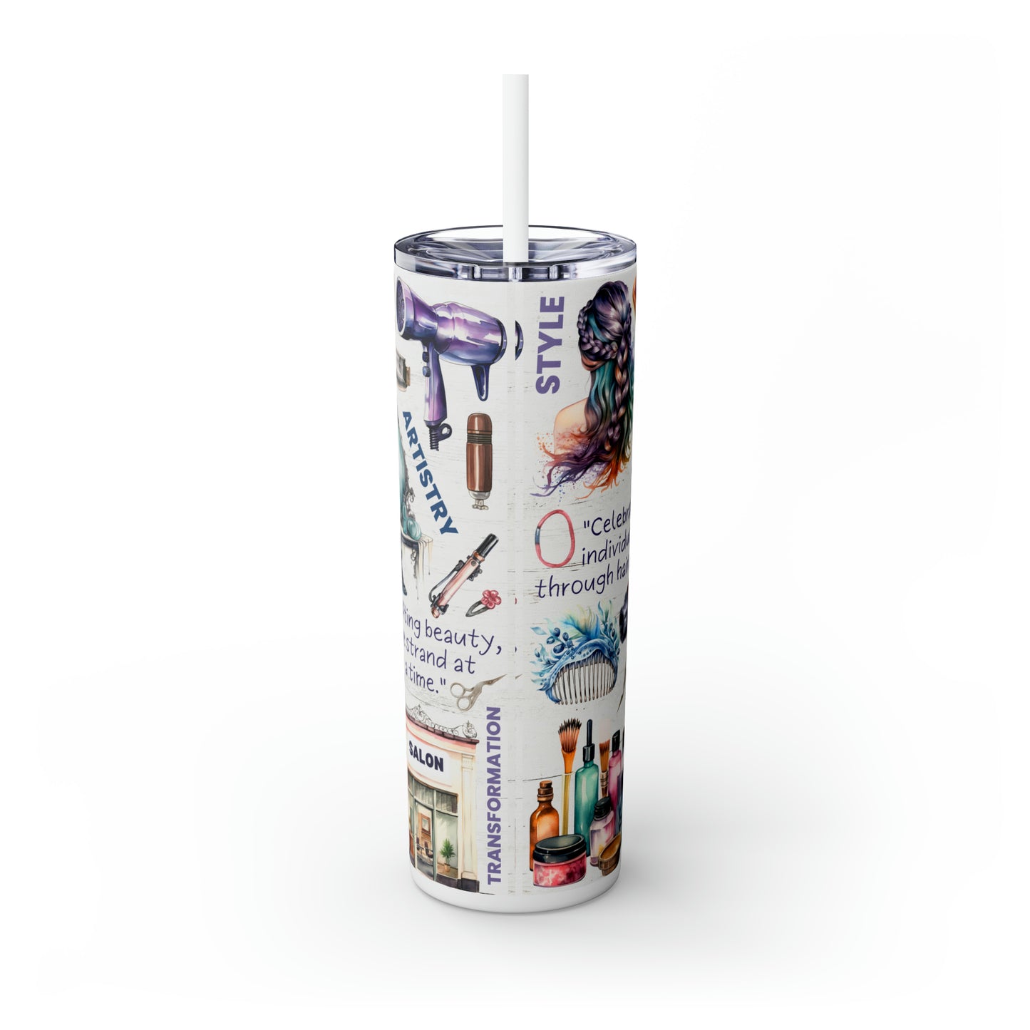 Hairdresser Life EcoChic 20oz Skinny Stainless Steel Tumbler with Straw