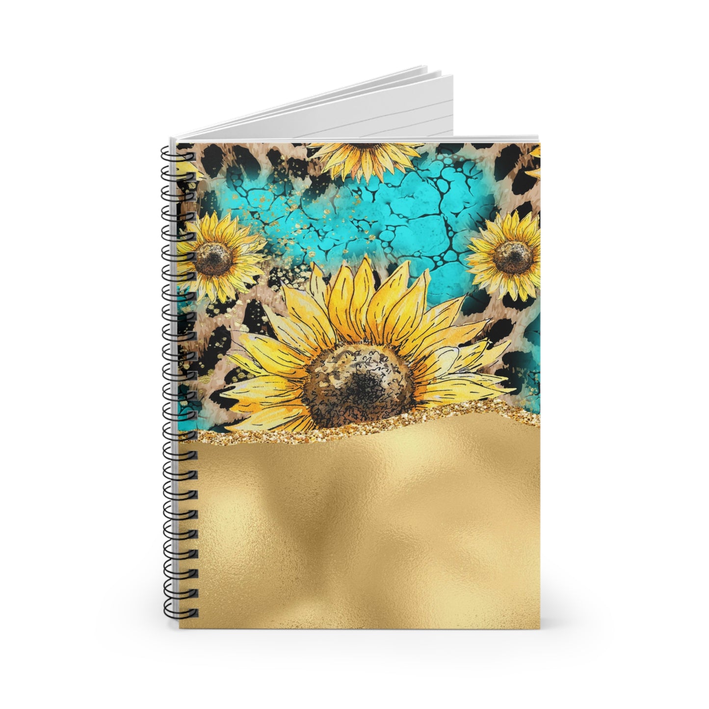 Sunflower & Gold Journal or Notebook. Minimalist, Notes Spiral Notebook - Ruled Line