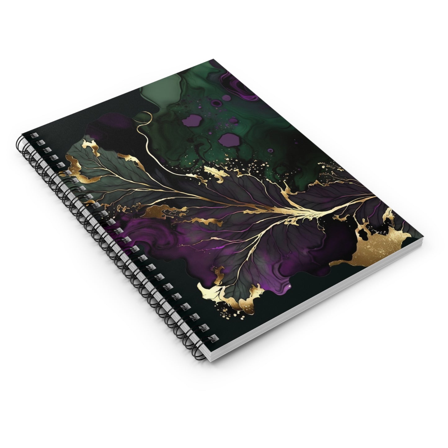 Green Purple & Gold Journal or Notebook. Diary Notes Spiral Notebook - Ruled Lined