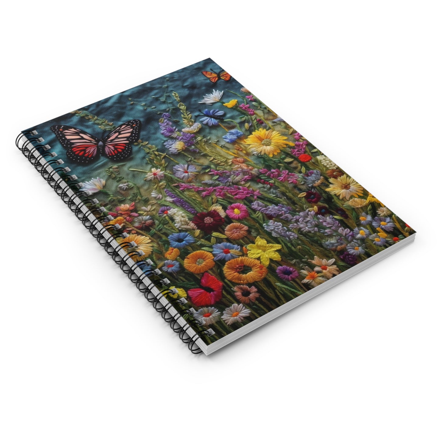Embroidered Garden Journal or Notebook. Diary Notes Spiral Notebook - Ruled Lined