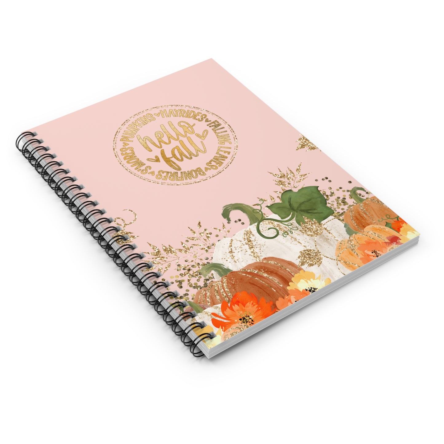 Hello Fall! Journal or Notebook. Minimalist, Notes Spiral Notebook - Ruled Line
