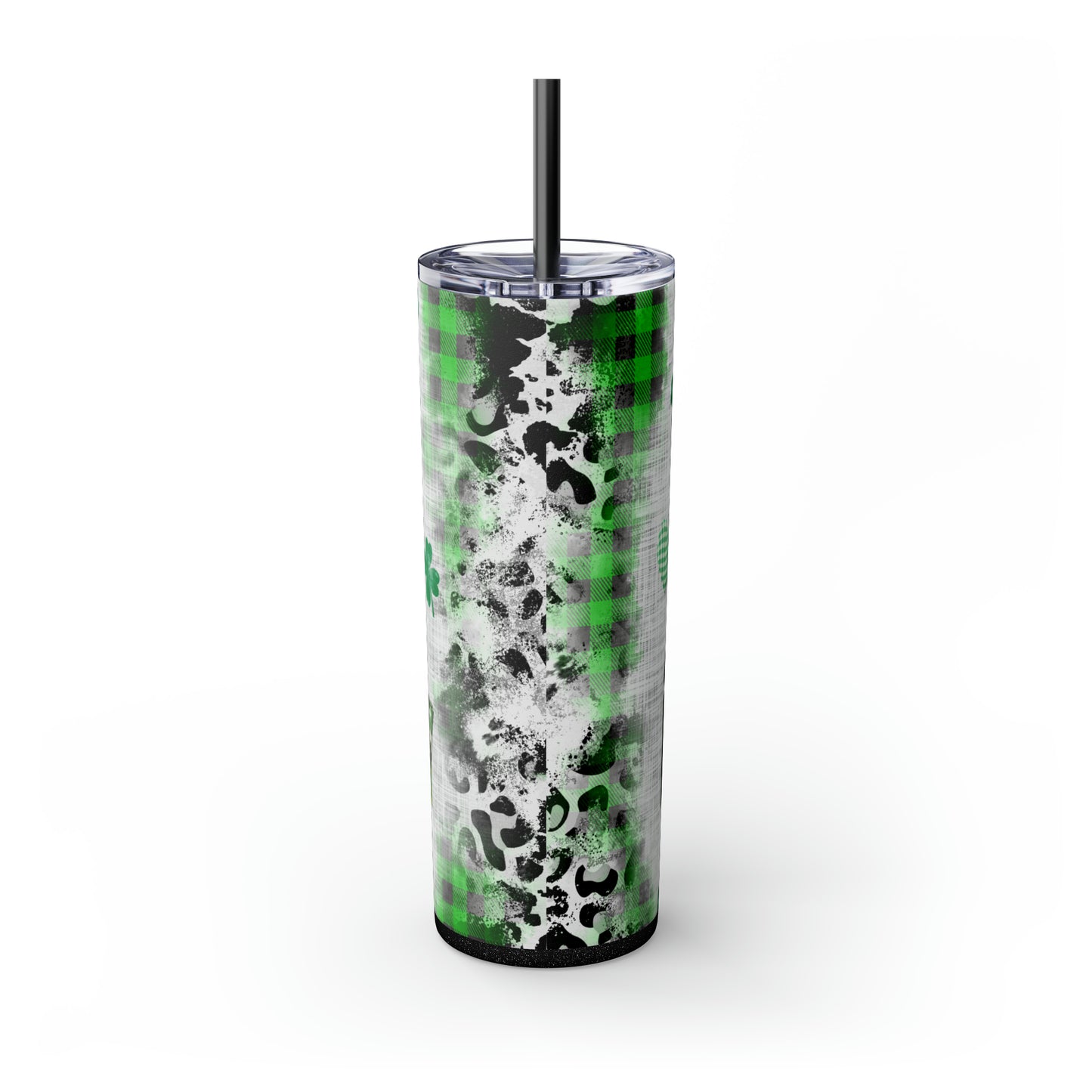 Lucky Mama, Messy Bun St Pattricks Day Skinny Tumbler, 20oz