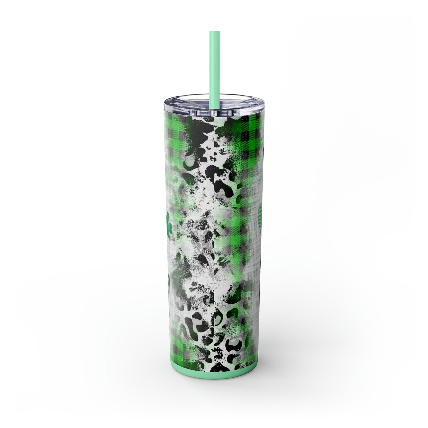 Lucky Mama, Messy Bun St Pattricks Day Skinny Tumbler, 20oz