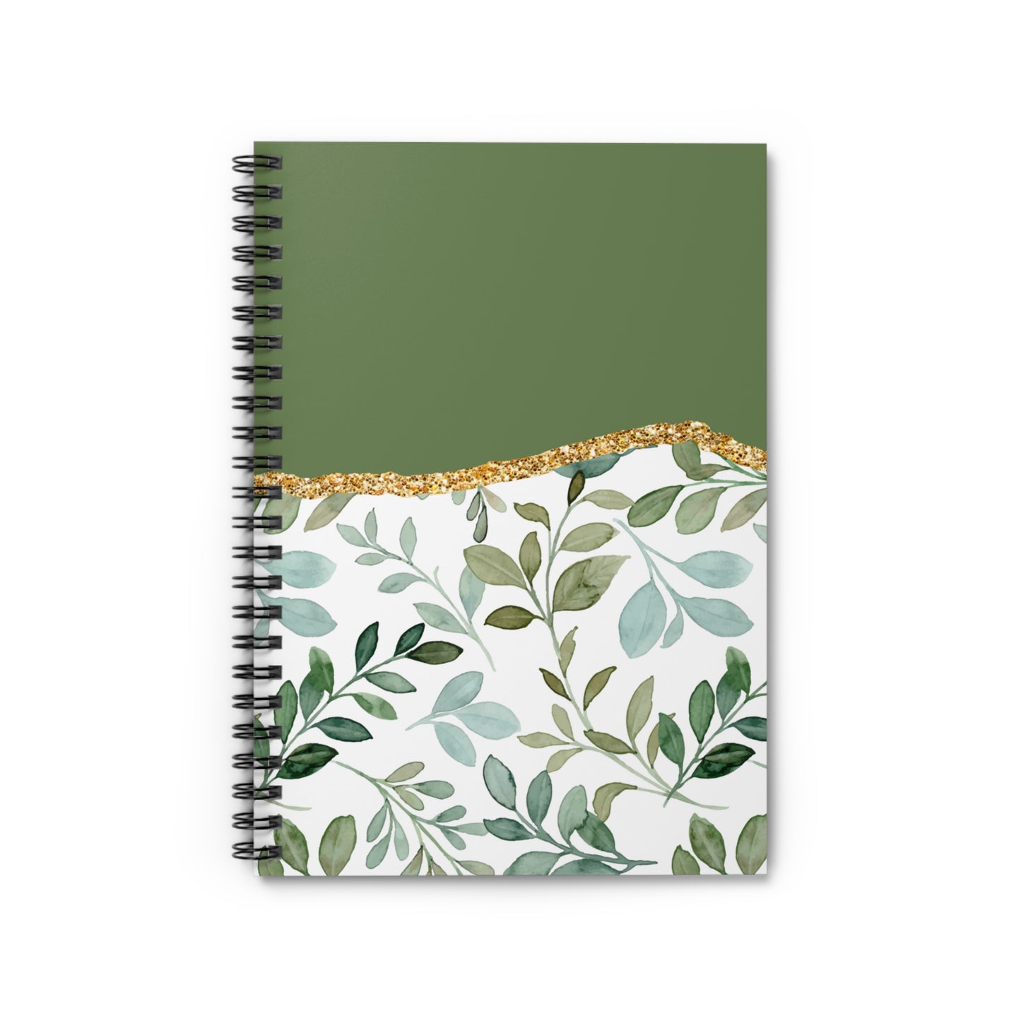 Green Floral Journal or Notebook. Minimalist, Notes Spiral Notebook - Ruled Line