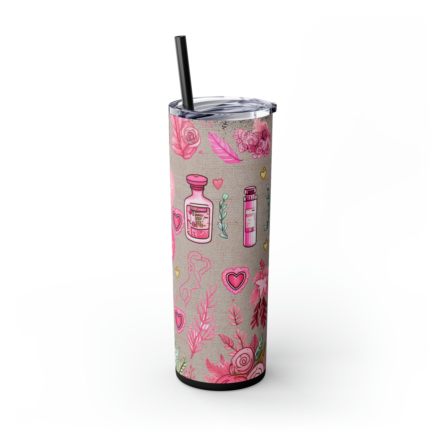 Nurse Pink ,EcoChic 20oz Skinny Stainless Steel Tumbler with Straw