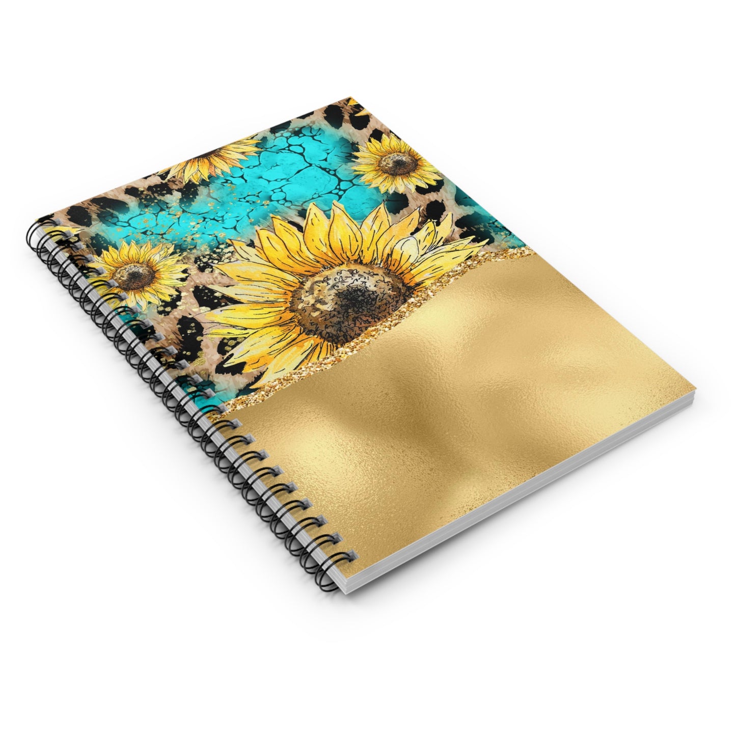 Sunflower & Gold Journal or Notebook. Minimalist, Notes Spiral Notebook - Ruled Line
