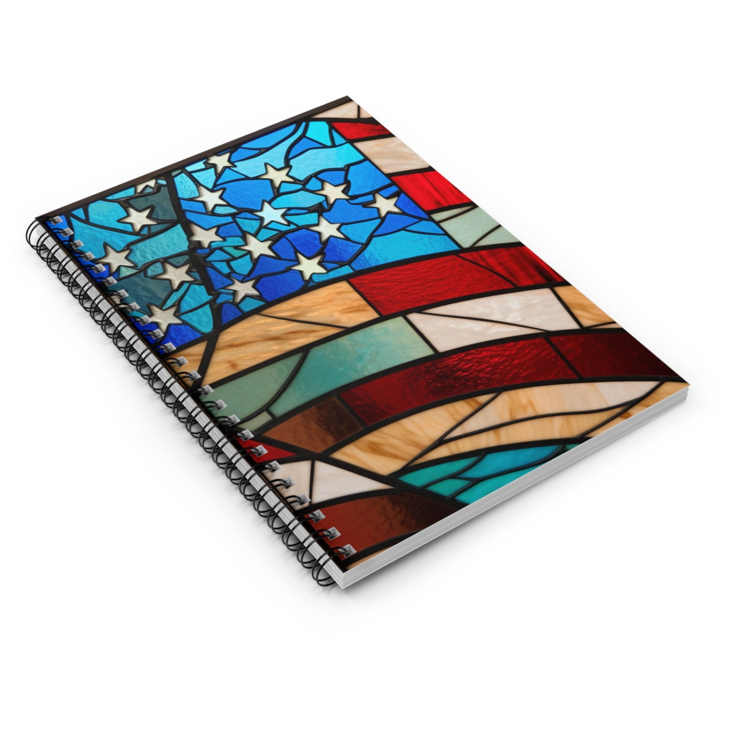 Stained glass USA Flag American Pride journal or Notebook. Boho, minimalist, Notes Spiral Notebook - Ruled Line
