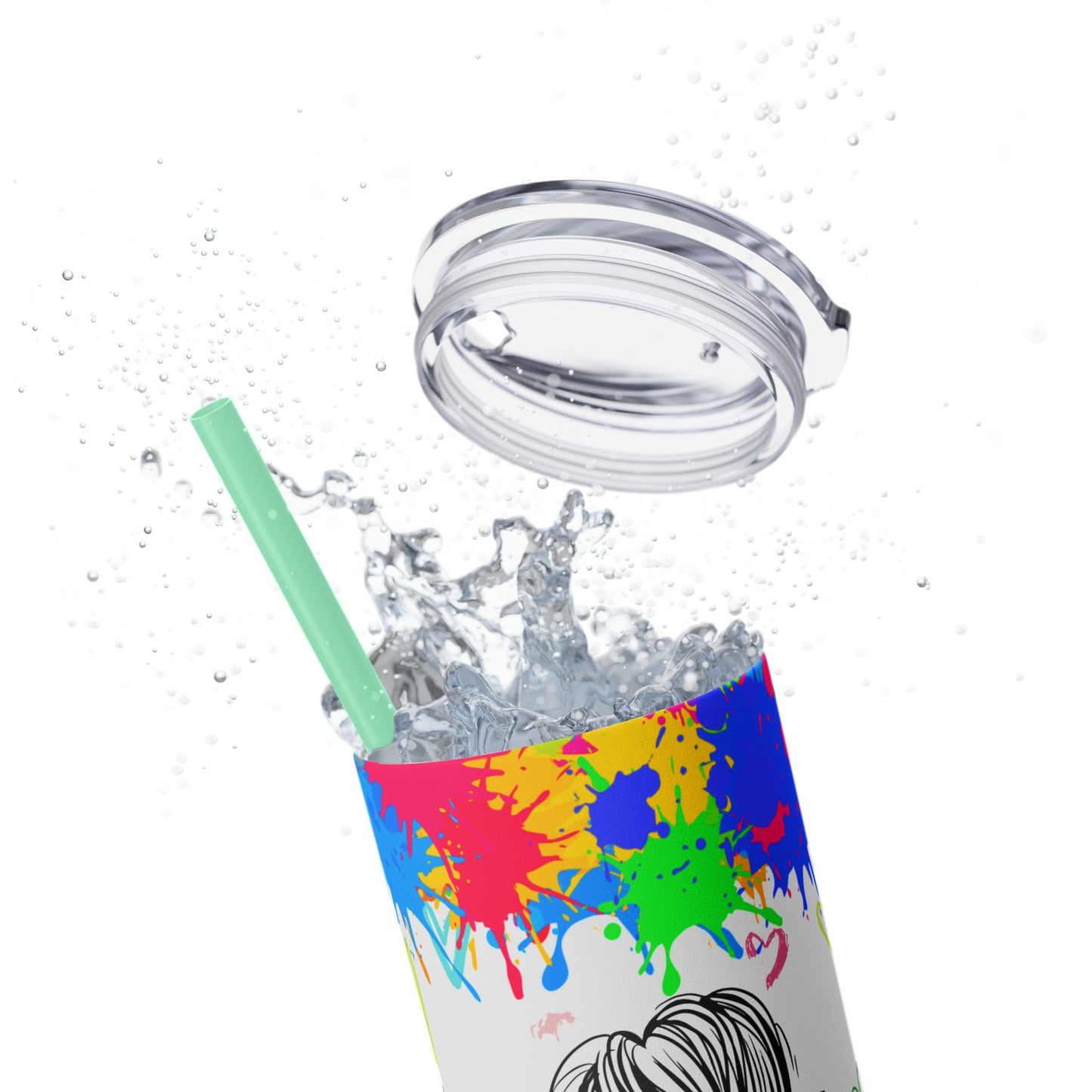 Autism awareness, Mama EcoChic 20oz Skinny Stainless Steel Tumbler with Straw