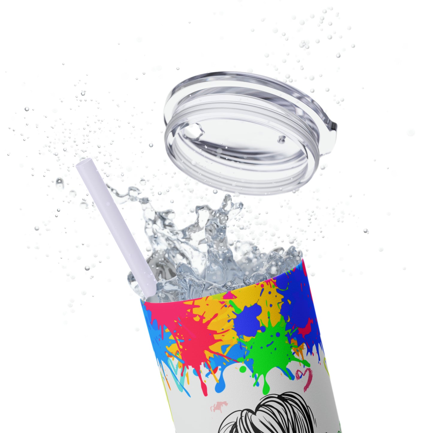 Autism awareness, Mama EcoChic 20oz Skinny Stainless Steel Tumbler with Straw