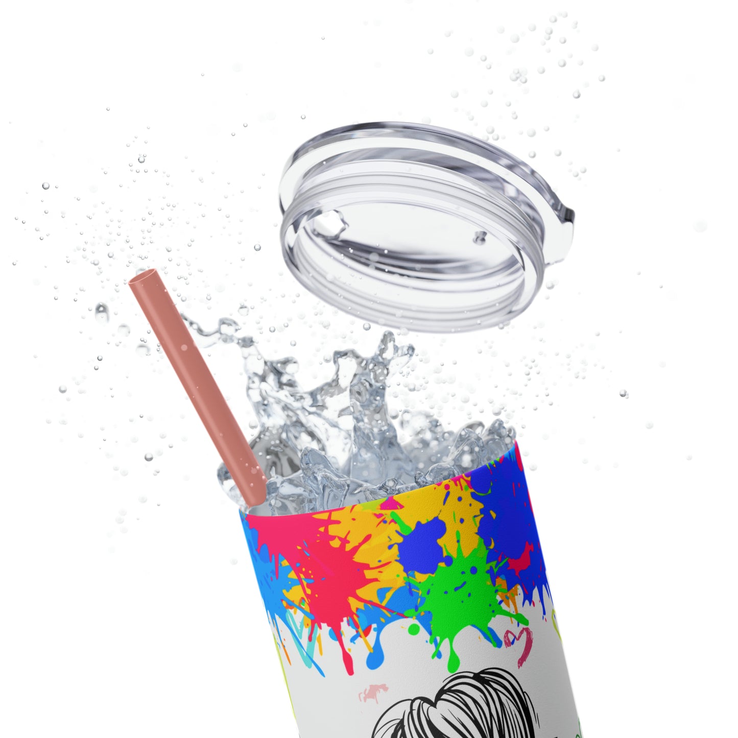 Autism awareness, Mama EcoChic 20oz Skinny Stainless Steel Tumbler with Straw