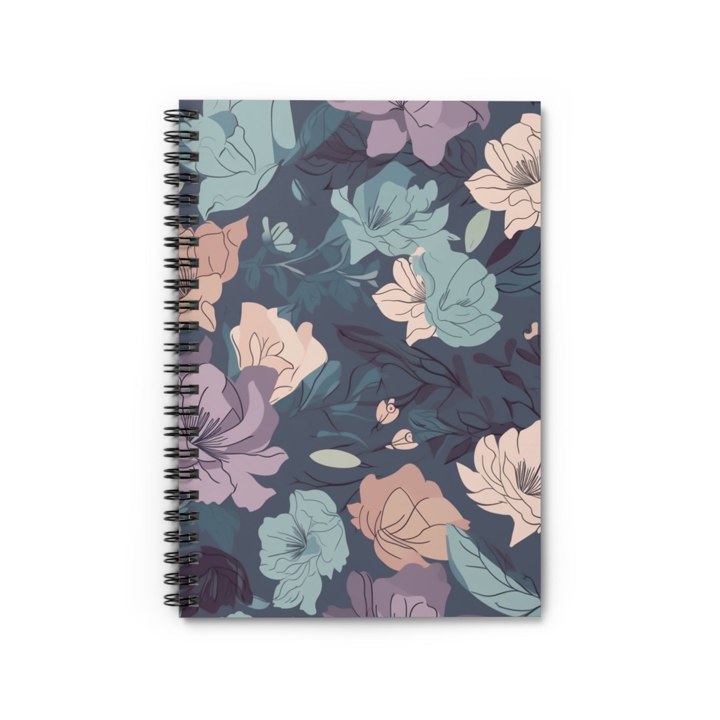Pastel Floral Journal or Notebook. Diary Notes Spiral Notebook - Ruled Lined