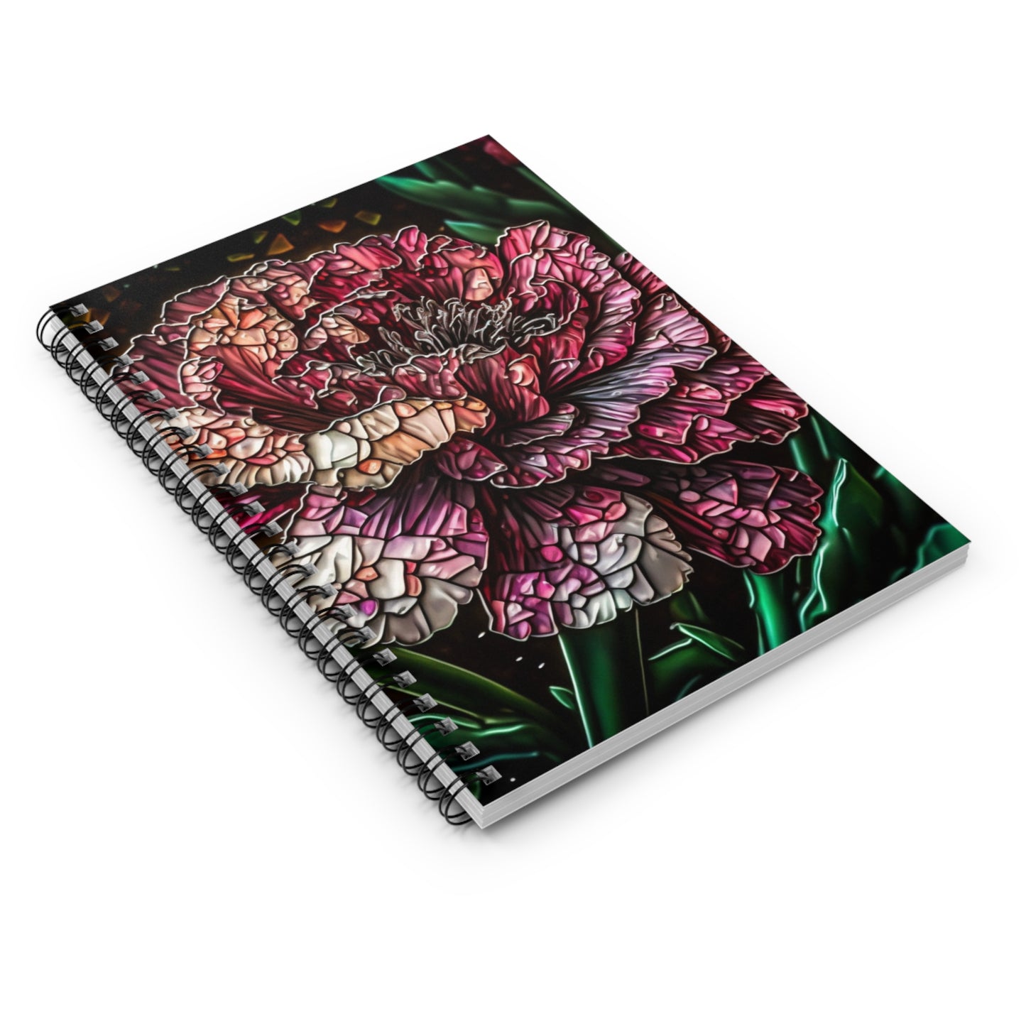 Stained glass pink rose boho designed journal or Notebook. Boho, minimalist, Notes Spiral Notebook - Ruled Line