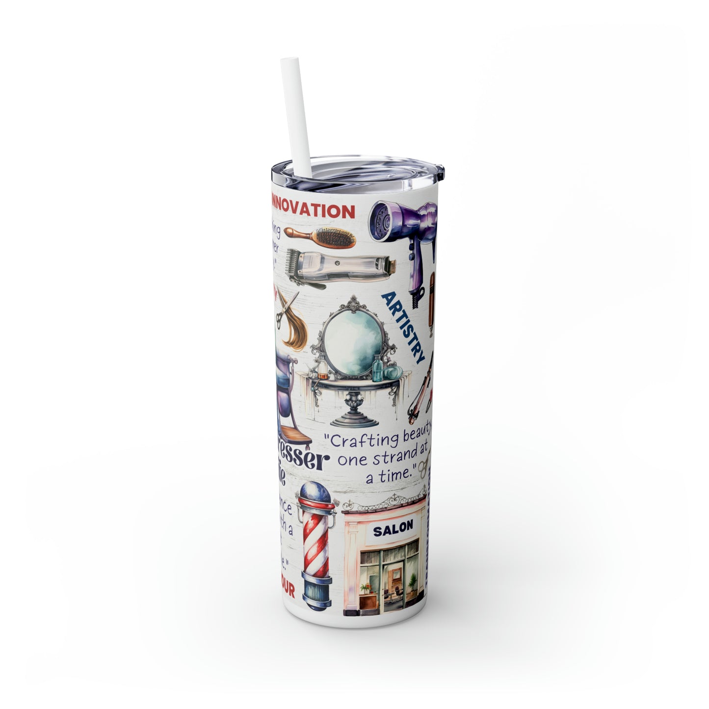 Hairdresser Life EcoChic 20oz Skinny Stainless Steel Tumbler with Straw