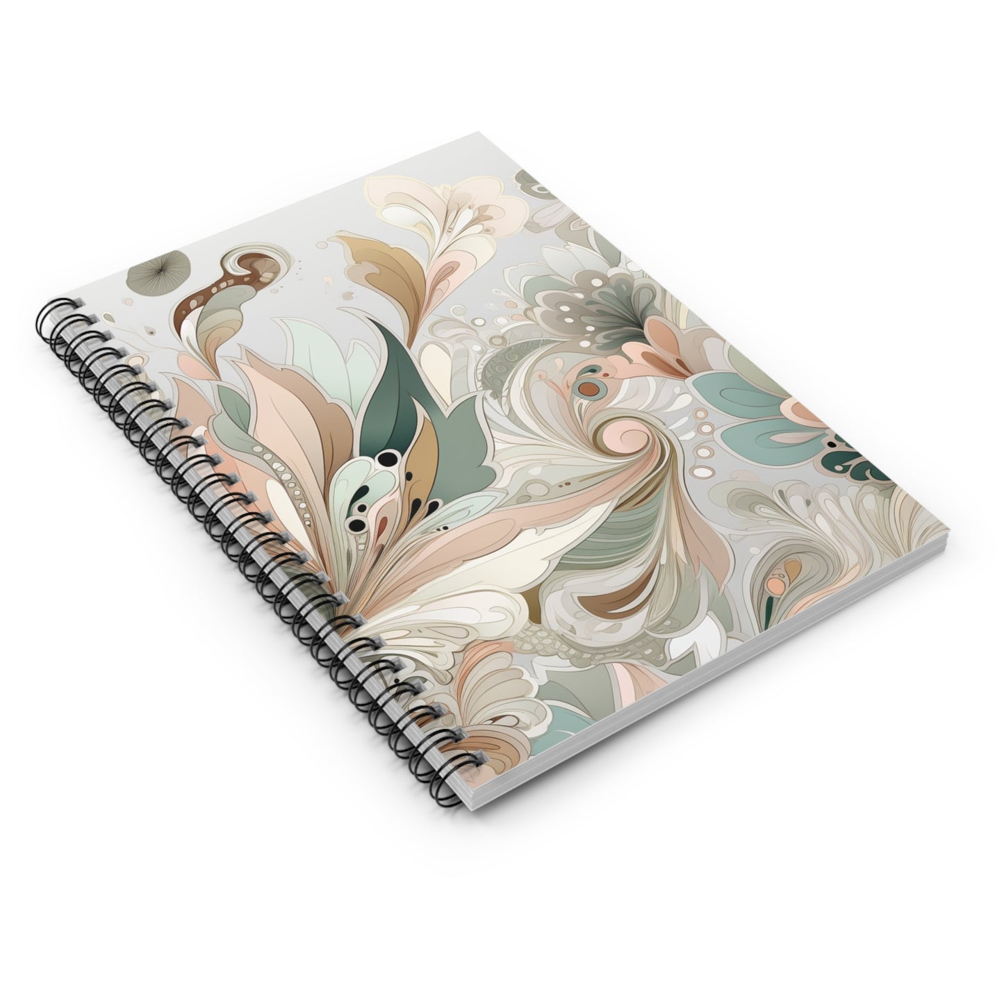 Floral soft feminine boho designed journal or Notebook. Boho, minimalist, Notes Spiral Notebook - Ruled Line