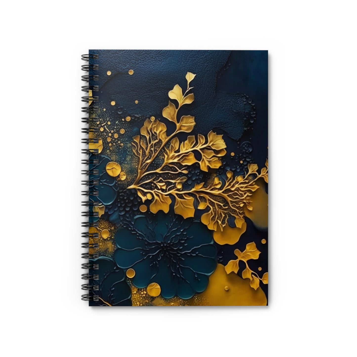 Blue and gold abstract leaf designed journal or Notebook. Boho, minimalist, Notes Spiral Notebook - Ruled Line