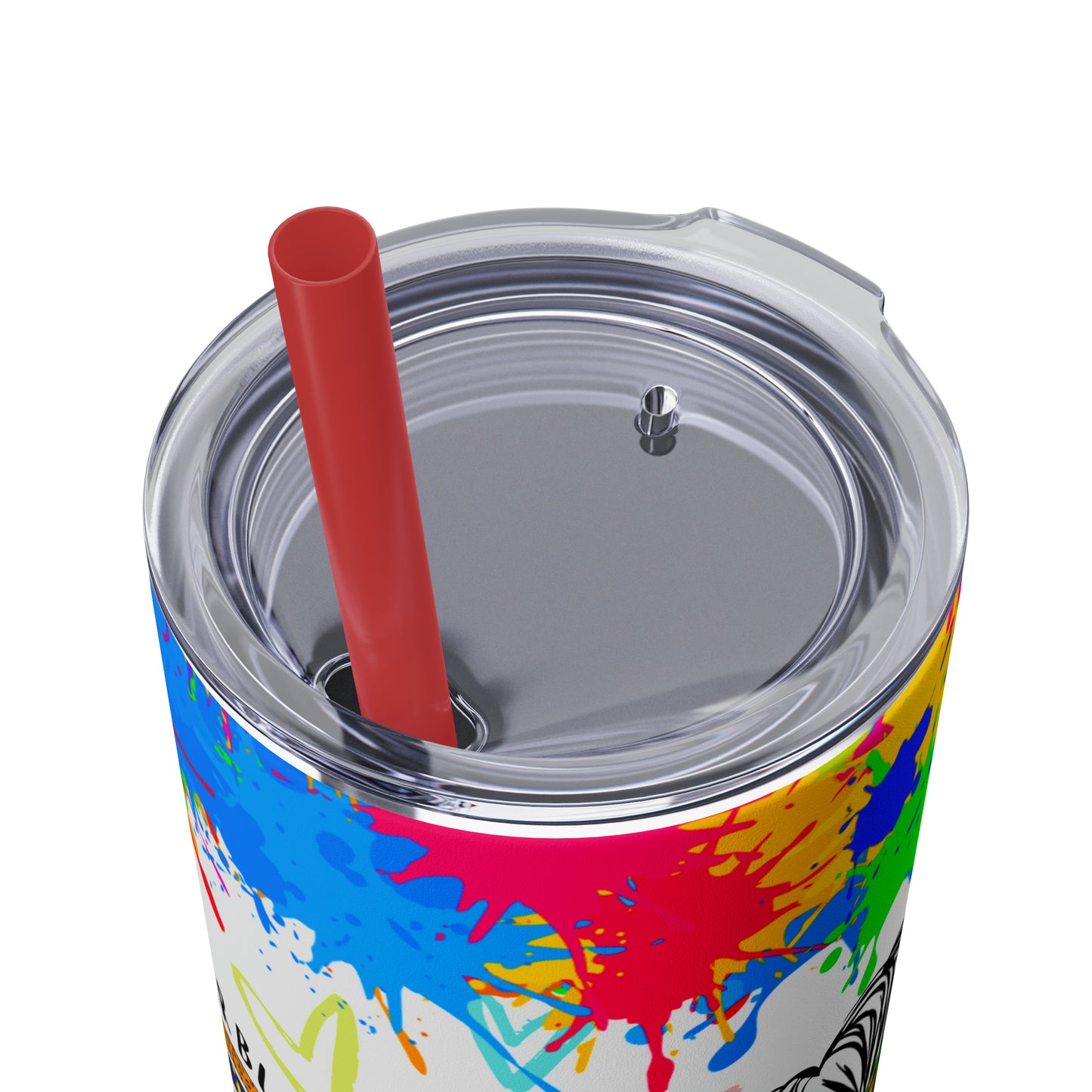 Autism awareness, Mama EcoChic 20oz Skinny Stainless Steel Tumbler with Straw