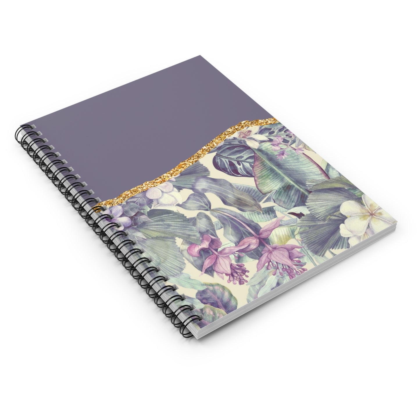 Purple floral and gold designed journal or Notebook. Boho, minimalist, Notes Spiral Notebook - Ruled Line