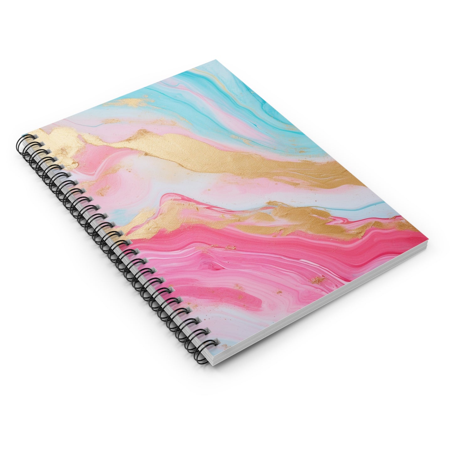 Blue, Pink and Gold Marble journal or Notebook. Boho, minimalist, Notes Spiral Notebook - Ruled Line
