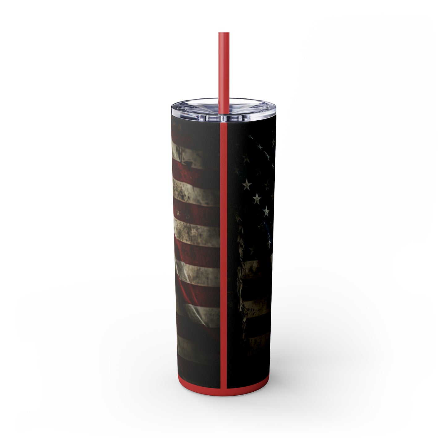 USA American Flag, EcoChic 20oz Skinny Stainless Steel Tumbler with Straw