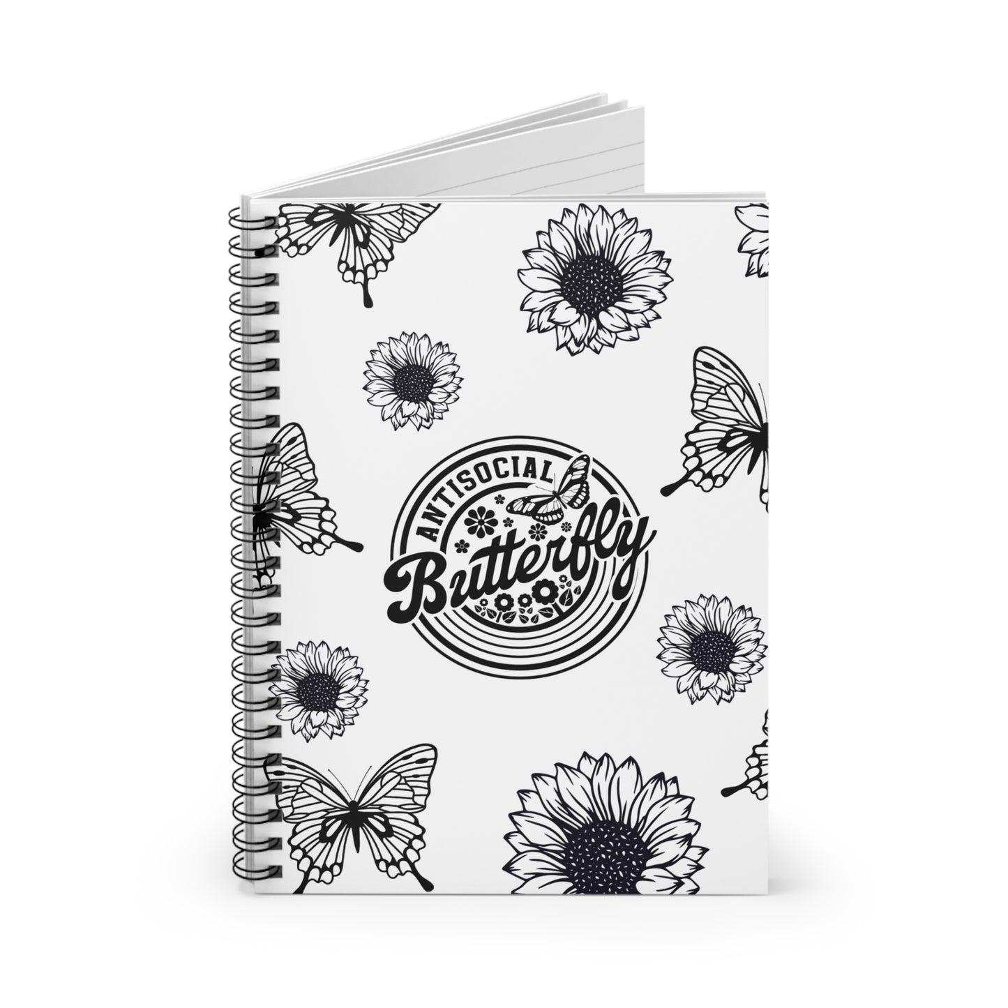 Antisocial Butterfly Journal or Notebook. Minimalist, Notes Spiral Notebook - Ruled Line