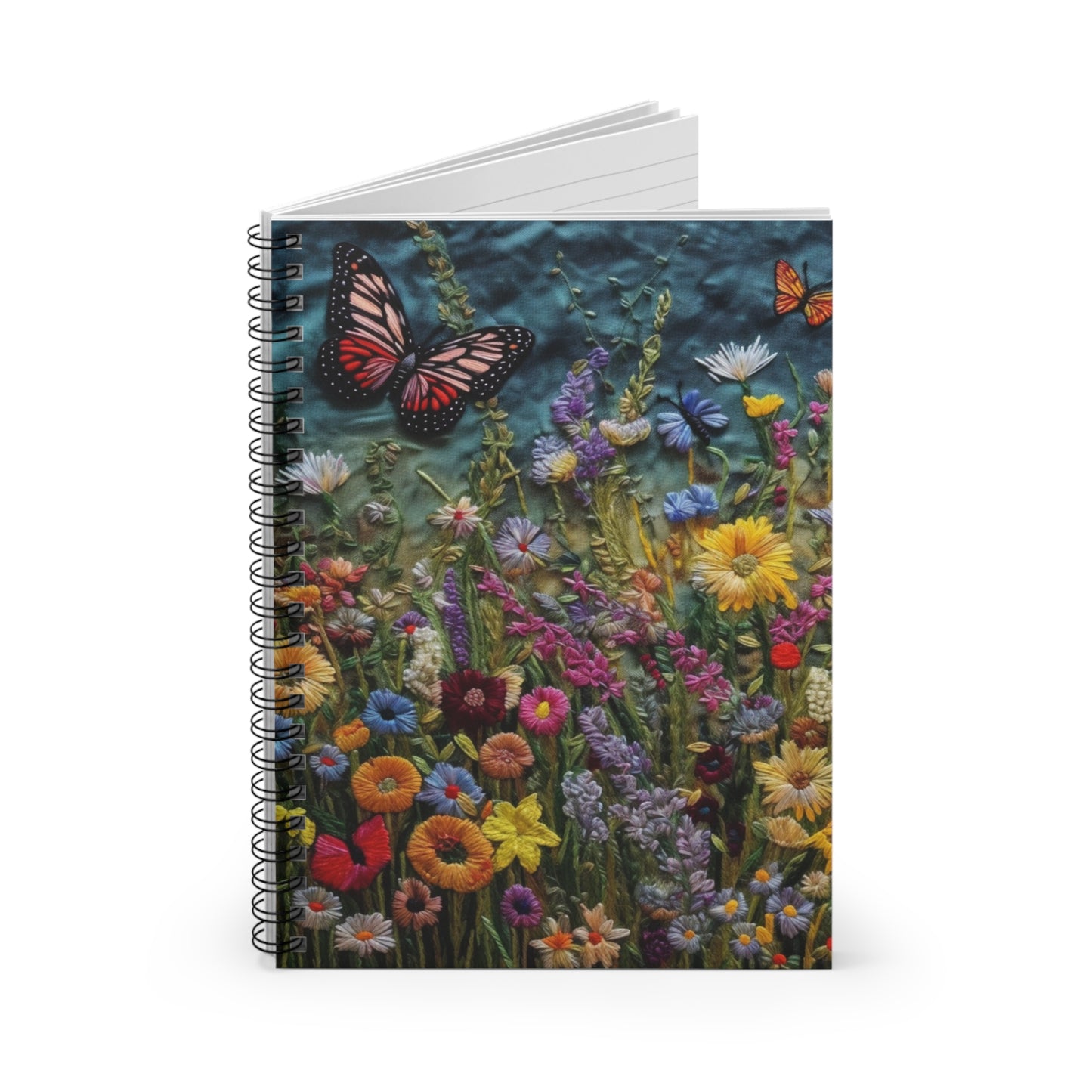 Embroidered Garden Journal or Notebook. Diary Notes Spiral Notebook - Ruled Lined