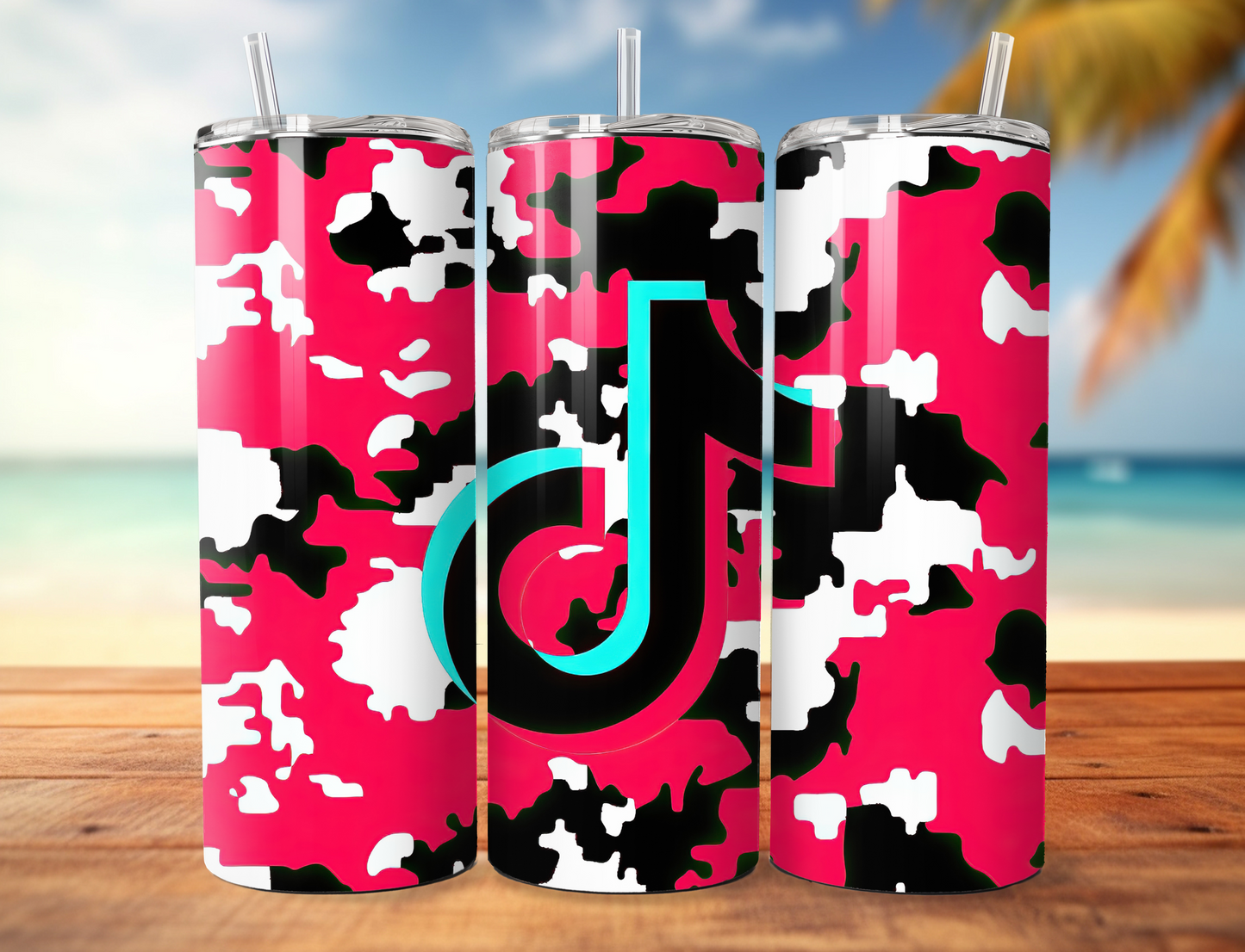 Tik Tok Pink White & Black Skinny Tumbler, 20oz