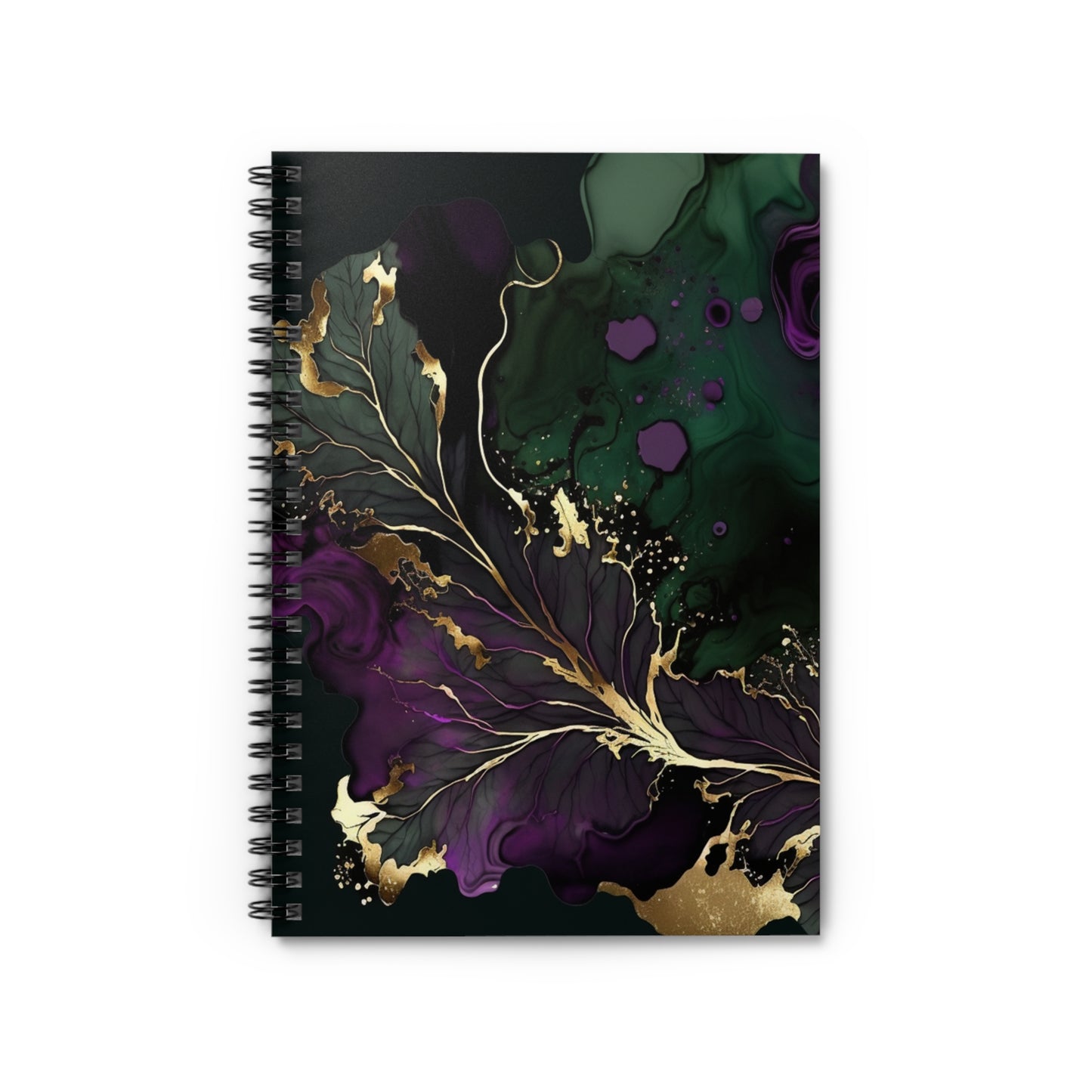 Green Purple & Gold Journal or Notebook. Diary Notes Spiral Notebook - Ruled Lined