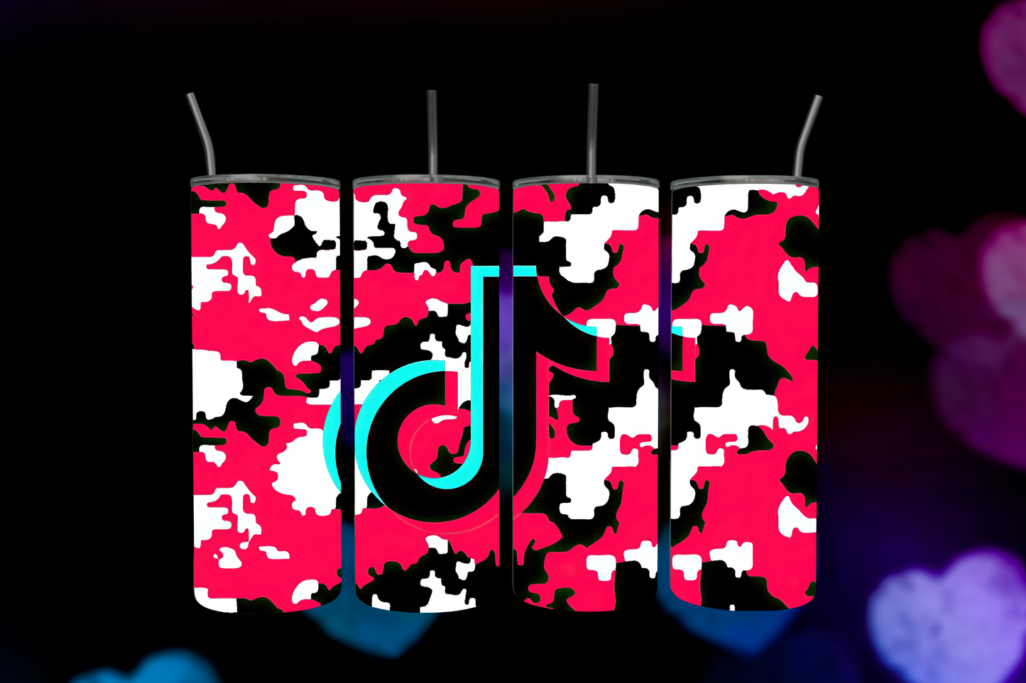 Tik Tok Pink White & Black Skinny Tumbler, 20oz